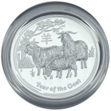 Picture of 2015 Australian 1oz Silver Year of the Goat Lunar Series II High Relief Proof Coin in Presentation Sleeve