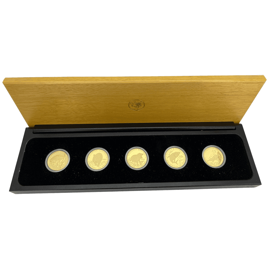 Picture of 2007 Australian 1/2oz Gold Discover Australia 5 Proof Coin Set in Wooden Box