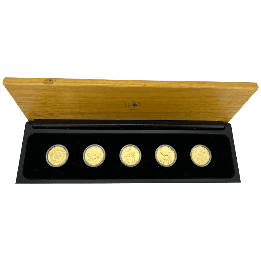 Picture of 2008 Australian 1/2oz Gold Discover Australia 5 Proof Coin Set in Wooden Box