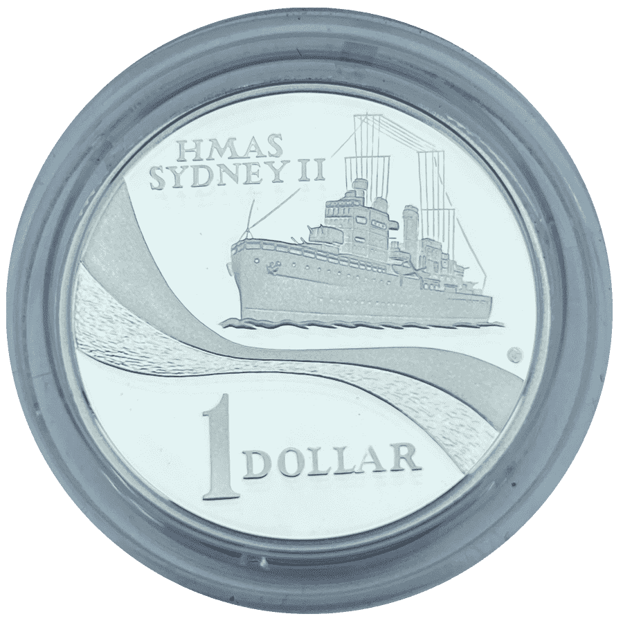 Picture of 2000 Australian 11.66g Silver $1 HMAS Sydney II Proof Coin in Presentation Box
