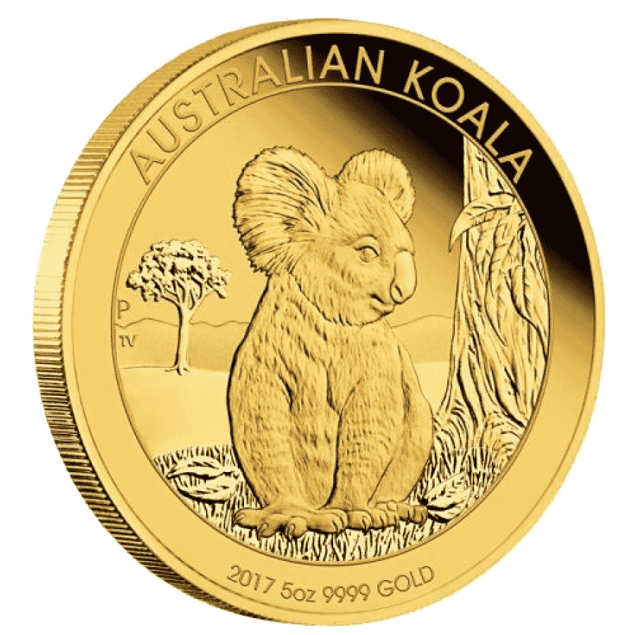 Picture of 2017 Australian 5oz Gold Koala Series Proof Coin in Wooden Box