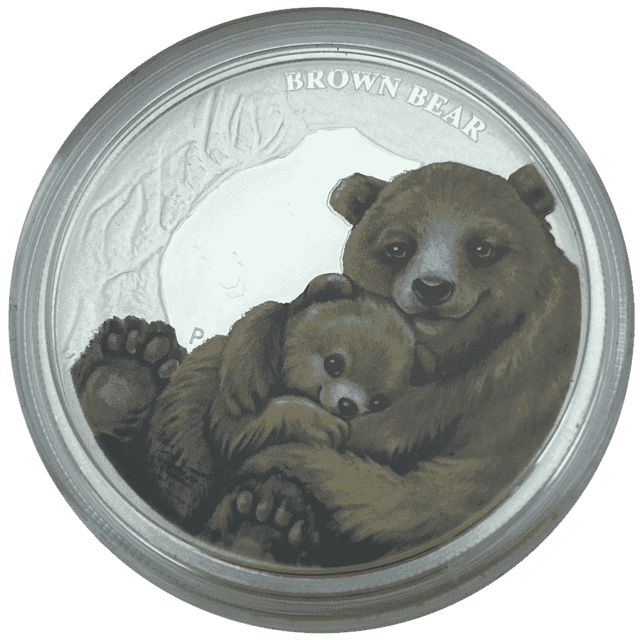 Picture of 2014 Australian 1/2oz Silver Mother's Love Series Brown Bear Coin in Presentation Box