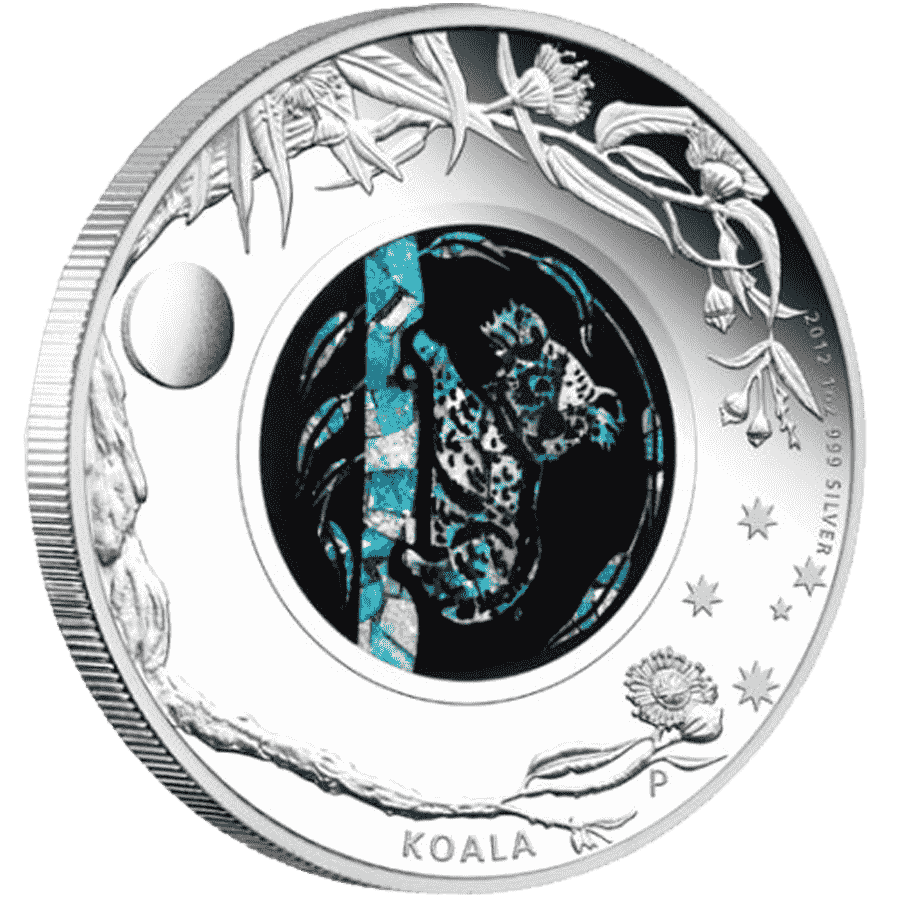 Picture of 2012 Australian 1oz Silver Opal Series Koala Proof Coin in Presentation Box
