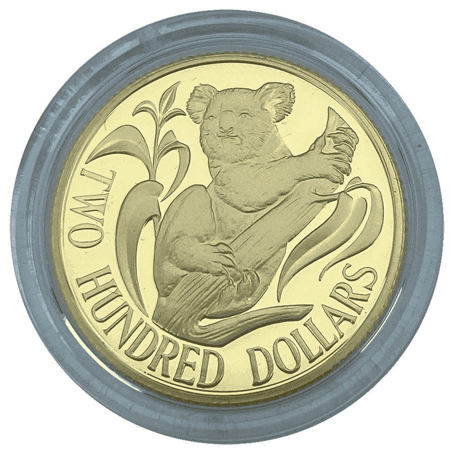 Picture of 1985 Australia 10g Gold $200 Koala Proof Coin in Presentation Box