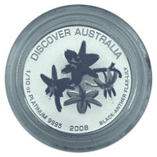 Picture of 2008 Australian 1/10th oz Platinum Discover Australia Black Anther Flax-Lily Proof Coin