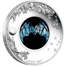 Picture of 2015 Australian 1oz Silver Opal Series Ghost Bat Proof Coin in Presentation Box