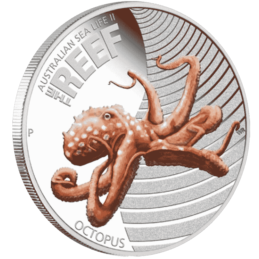 Picture of 2012 Australian 1/2oz Silver Reef Series Sea Life II Octopus Proof Coin in Presentation Box