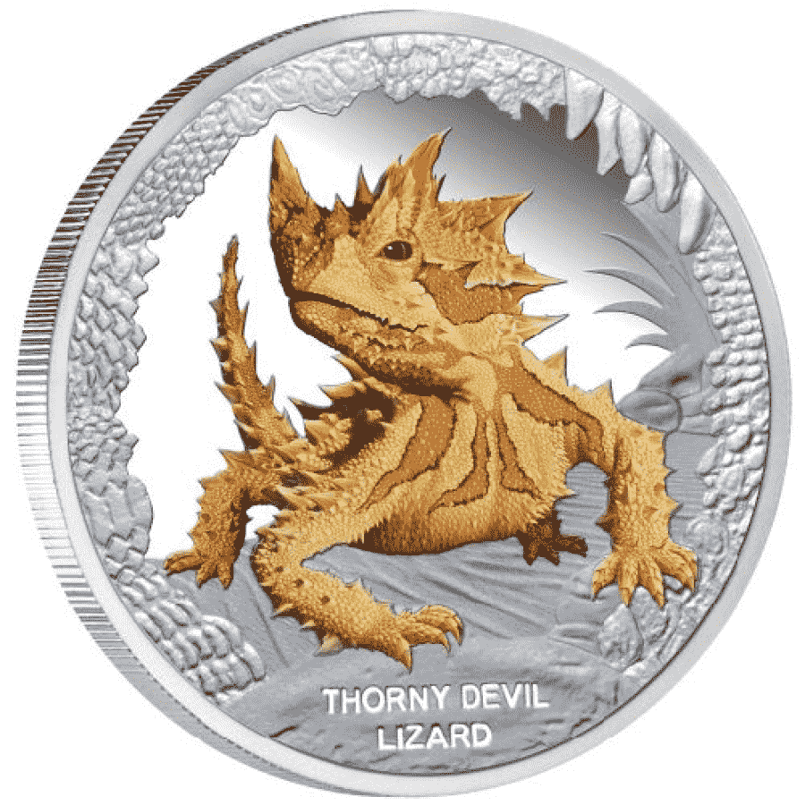 Picture of 2014 Australian 1oz Silver Australia's Remarkable Reptiles - Thorny Devil Lizard Proof Coin in Presentation Box