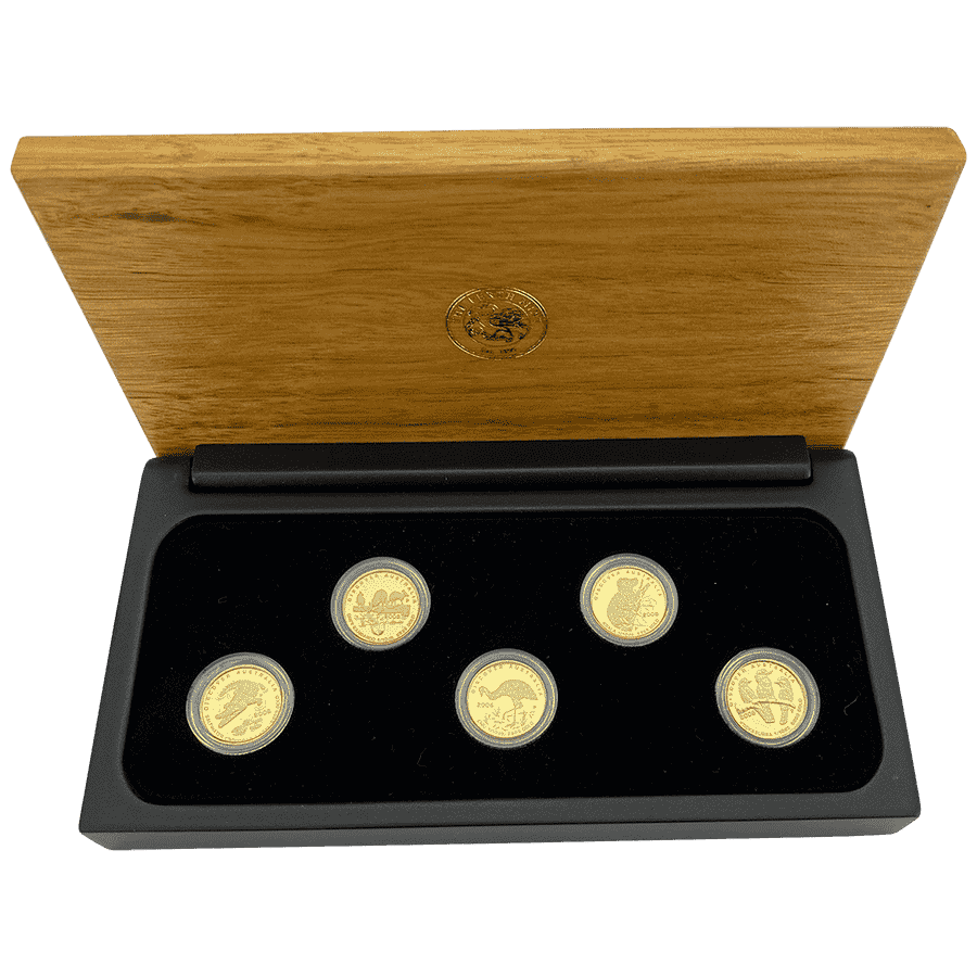 Picture of 2006 Australian 1/10th oz Gold Discover Australia 5 Proof Coin Set in Wooden Box