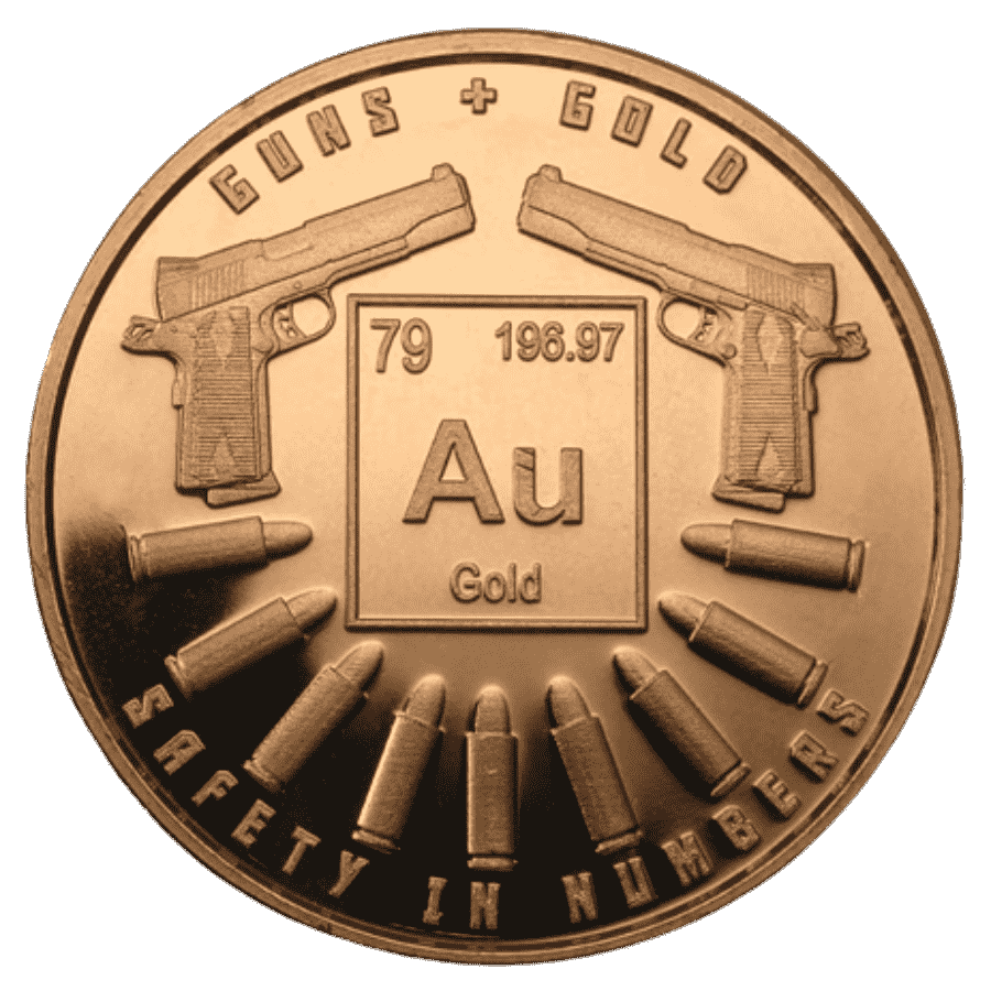Picture of 1oz Guns and Gold Copper Round
