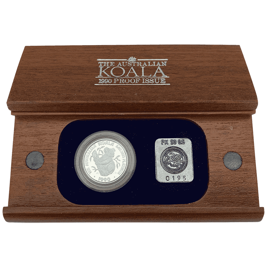 Picture of 1990 1/2oz Koala Platinum Proof Issue Coin in Wooden Box