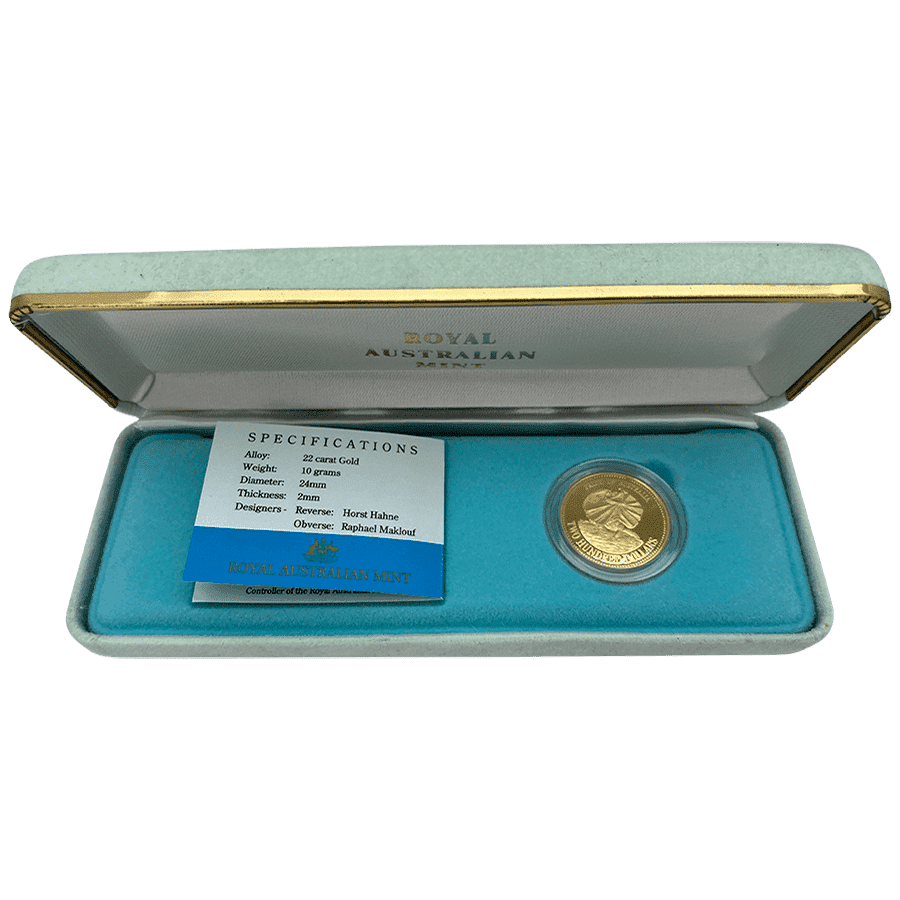 Picture of 1989 Australian 10g Gold $200 The Pride of Australia Frilled Neck Lizard Proof Coin in Presentation Box