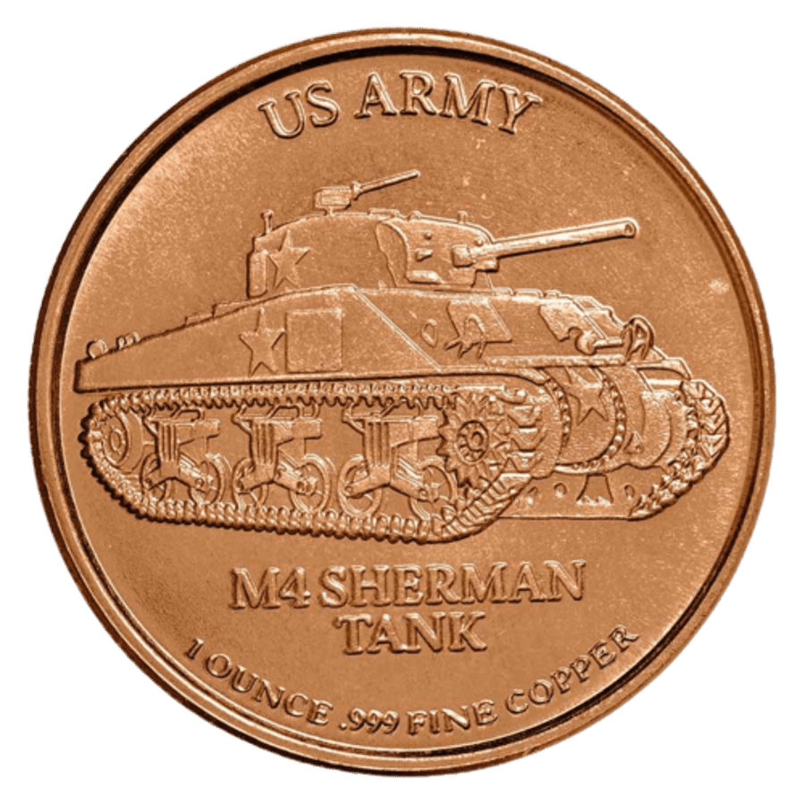 Picture of 1oz Copper Round - Sherman Tank