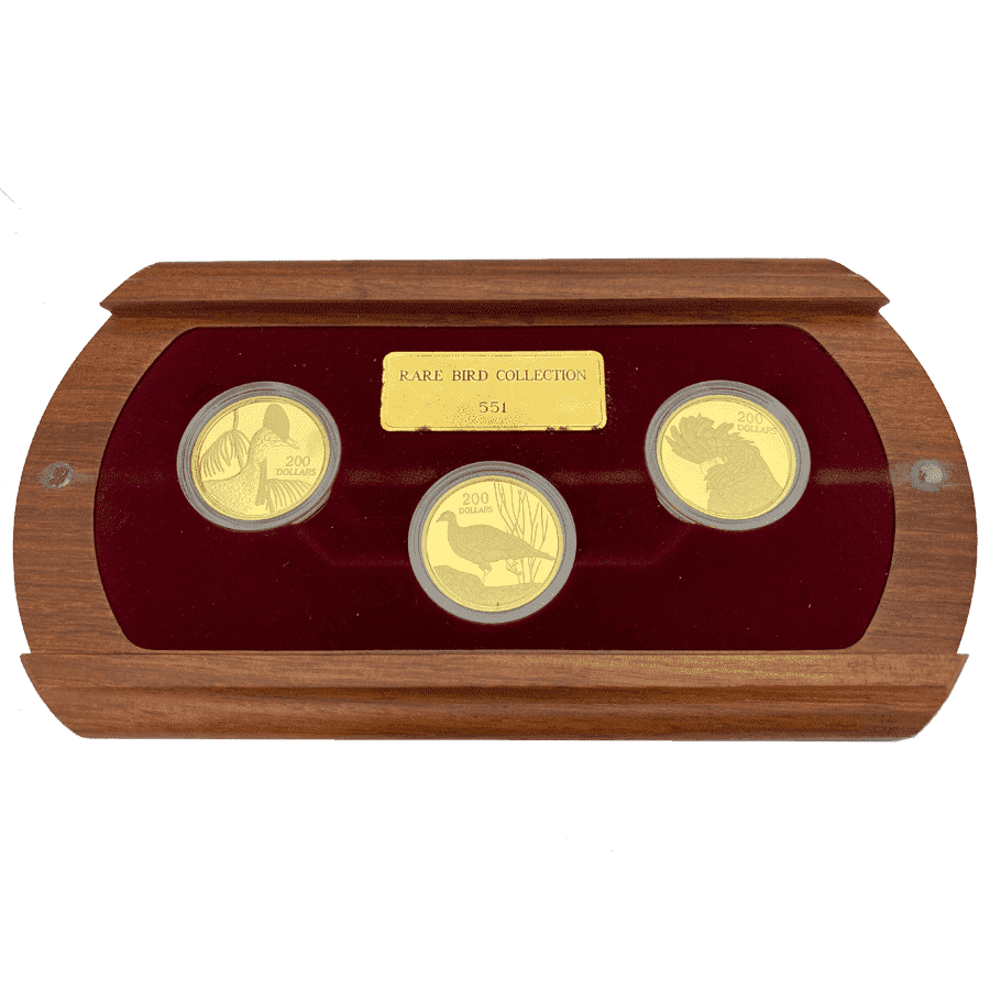 Picture of 2006 Australian Gold $200 Rare Bird Collection 3 Proof Coin set in Wooden Box