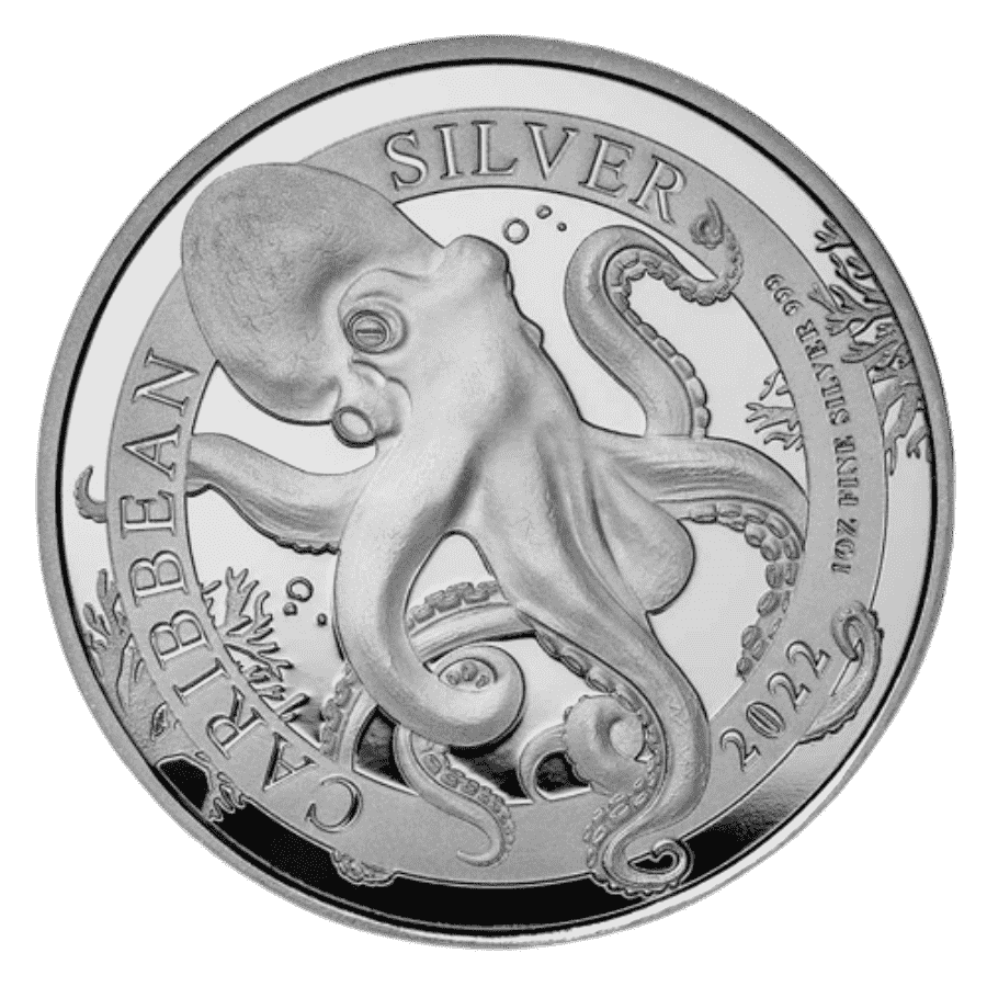 Picture of 2022 1oz Barbados Caribbean Octopus BU Silver Coin