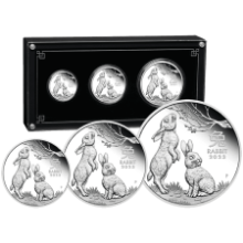 Picture of 2023 Lunar Series III Year Of The Rabbit Three Proof Silver Coin Set in box