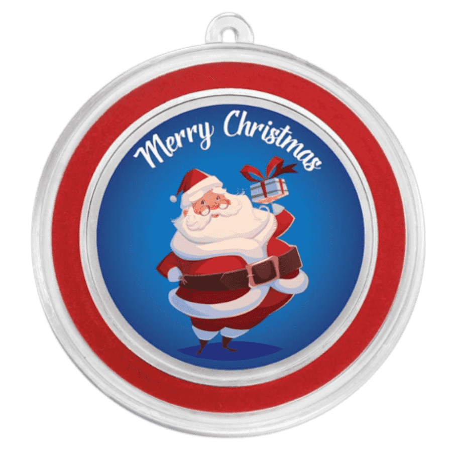 Picture of 1oz Blue Merry Christmas Santa Silver Colorized Round