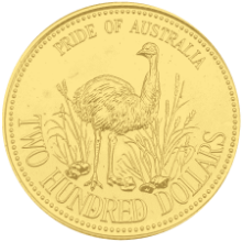 Picture of 1991 Australian 10g Gold $200 The Pride of Australia Emu Uncirculated Coin in Presentation Sleeve