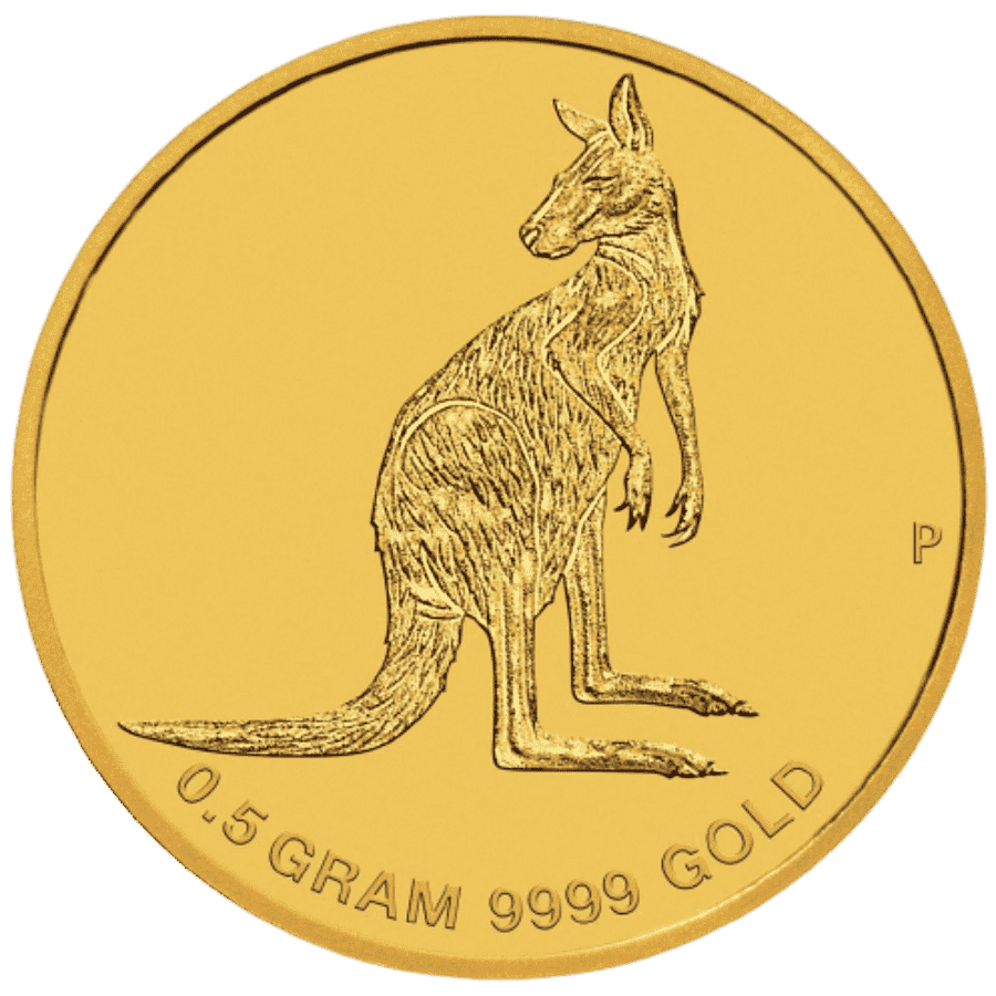 Picture of 2016 Australian 0.5g Gold Kangaroo Miniature Proof Coin in Presentation Sleeve