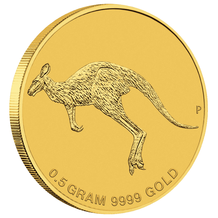 Picture of 2015 Australian 0.5g Gold Kangaroo Miniature Proof Coin in Presentation Sleeve