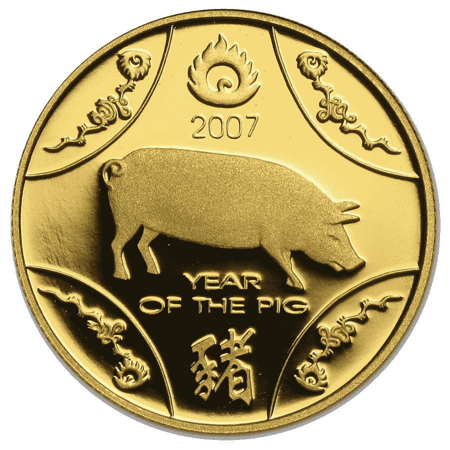 Picture of 2007 Australian 1/10th oz Gold $10 Year of the Pig Lunar Series Proof Coin