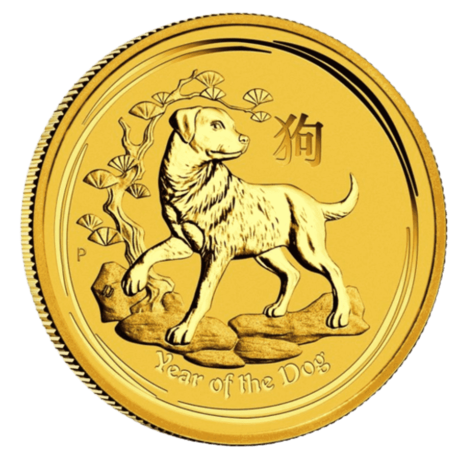 Picture of 2018 1/20th oz Lunar Series II - Year of the Dog Gold Coin