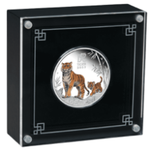 Picture of 2022 1oz Lunar Series III - Year of the Tiger Silver Proof Coloured Coin in presentation box