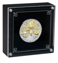 Picture of 2024 1oz Lunar Series III Year of the Dragon Gilded Silver Coin in Presentation Box