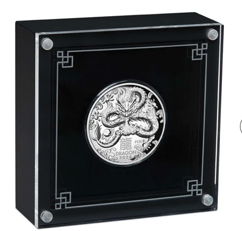 Picture of 2024 1oz Series III Lunar Dragon High Relief Silver Proof Coin in Presentation Box