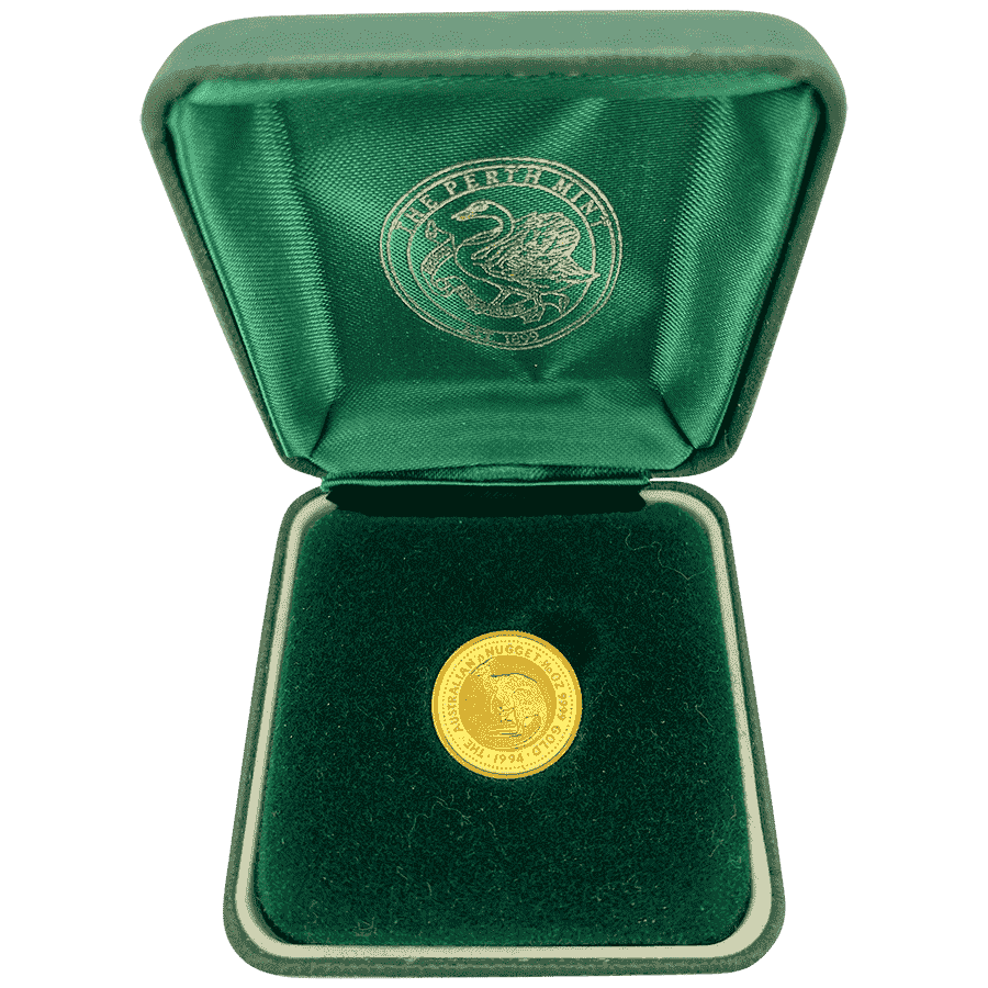 Picture of 1994 Australian 1/10th oz Gold Nugget Proof Coin in Presentation Box